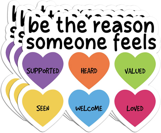 3Pcs Be The Reason Someone Feels Supported Heard Valued Seen Welcome Loved Inspirational Quote Sticker Vinyl Waterproof Stickers, Fade-Resistant, Eco-Friendly Ink for Laptop, Water Bottle, Notebook