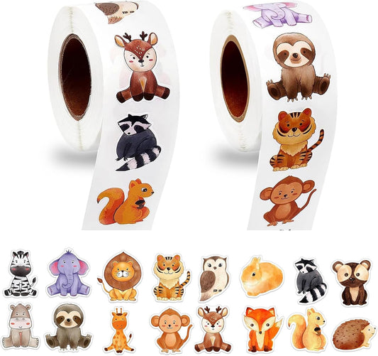 1000 PCS Forest Animal Stickers for Kids,1 Inch Reward Sticker in 16 Patterns,Teacher Supplies for Classroom,Incentive Stickers Bulk for Kid,2 Rolls Motivational Sticker for Kids (Forest Animal)