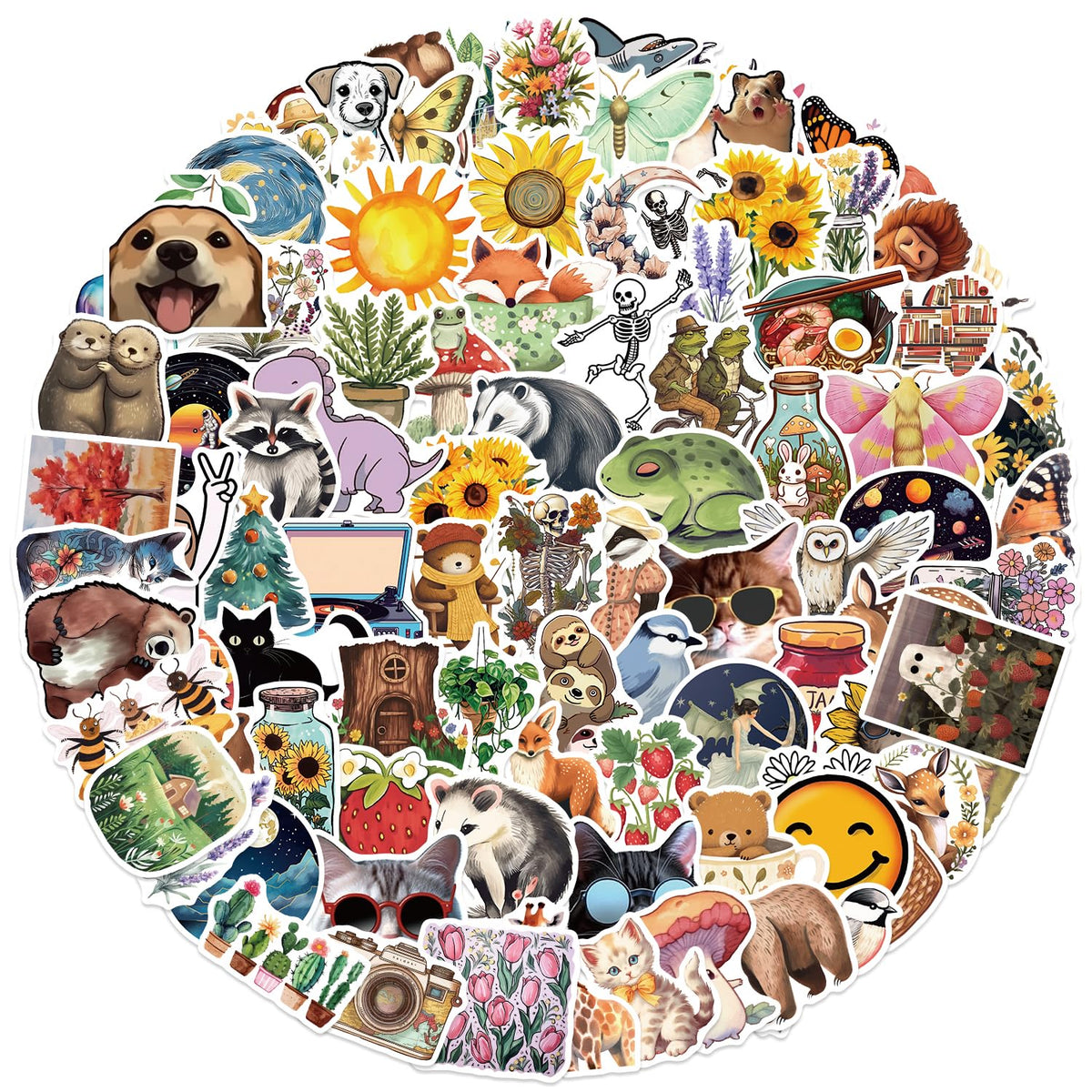 100Pcs Nature Stickers, Forest Woodland Jungle Aesthetic Stickers, Waterproof Vinyl Sticker for Laptops,Water Bottle,Party Favors,Scrapbooks