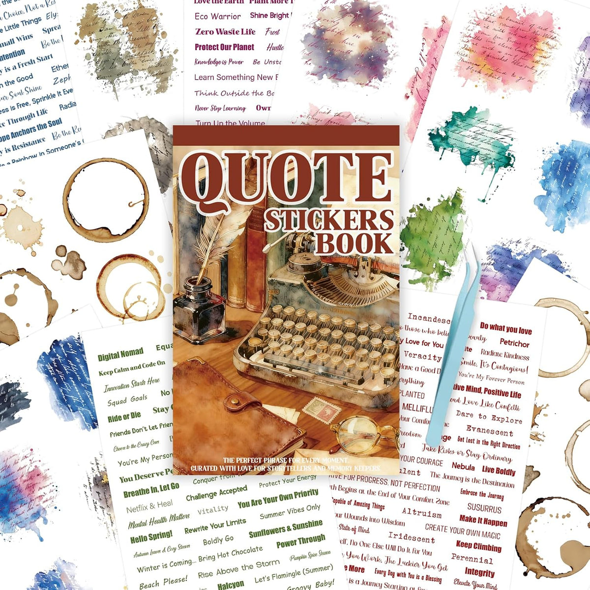 Transparent PET Quote Stickers, 48 Sheets 1100+ Pcs Scrapbook Supplies, Word Stickers for Journaling, Vision Board, Card Making, Junk Journal
