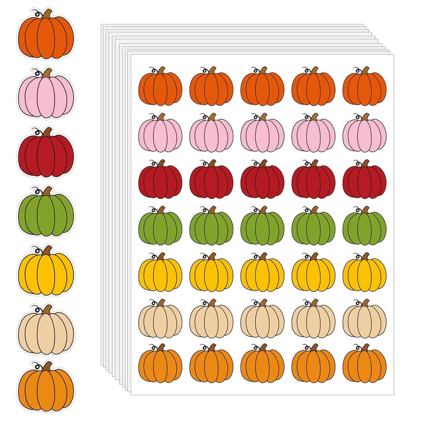JULMELON 16 Sheets Mini Thanksgiving Pumpkin Stickers for Kids Fall Crafts