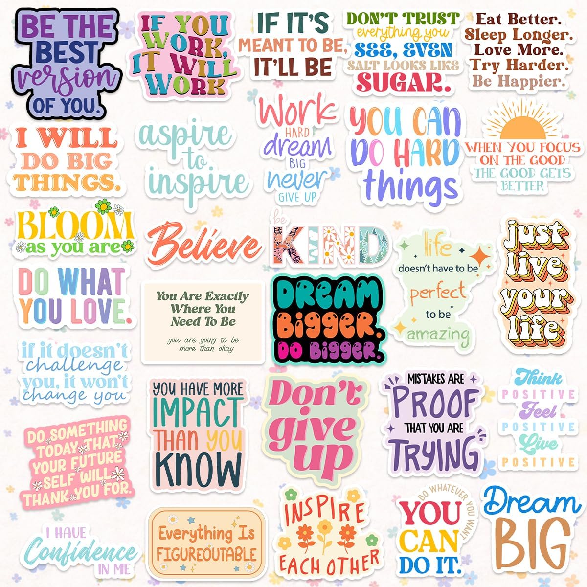 You've Got this By Puraesla - 300Pcs Holographic Positive Affirmation Sticker Pack, motivational quotes Mental Health Boost decor for Water Bottles, Journalds, Notebooks,daily positivity for self care