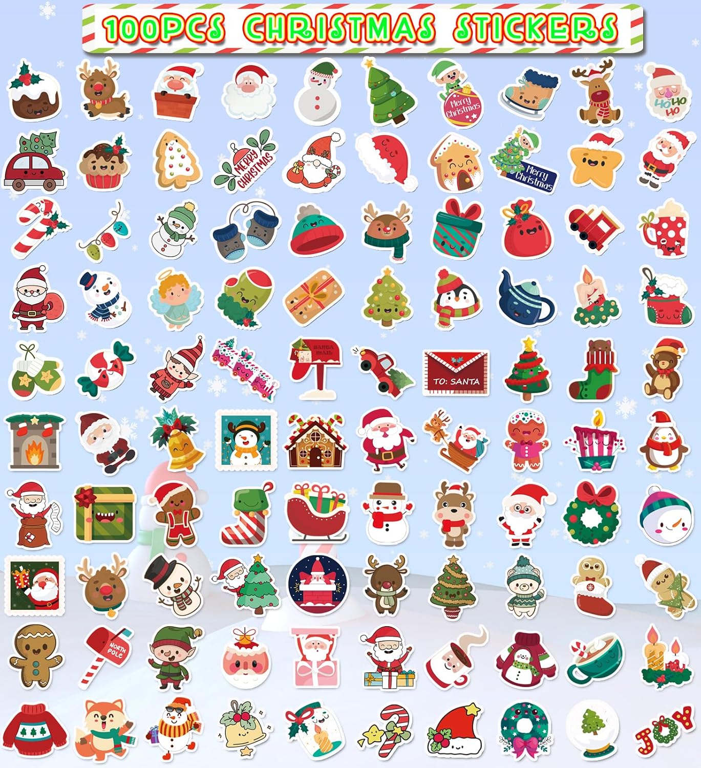 Stocking Stuffers for Kids, 100PCS Christmas Stickers, Xmas Games Crafts