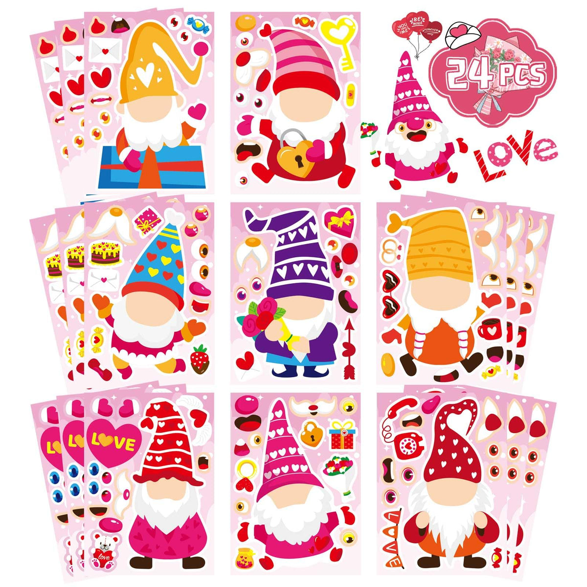 32 Sheets Christmas Stickers for Kids, Make Your Own Sticker, Kid Christmas