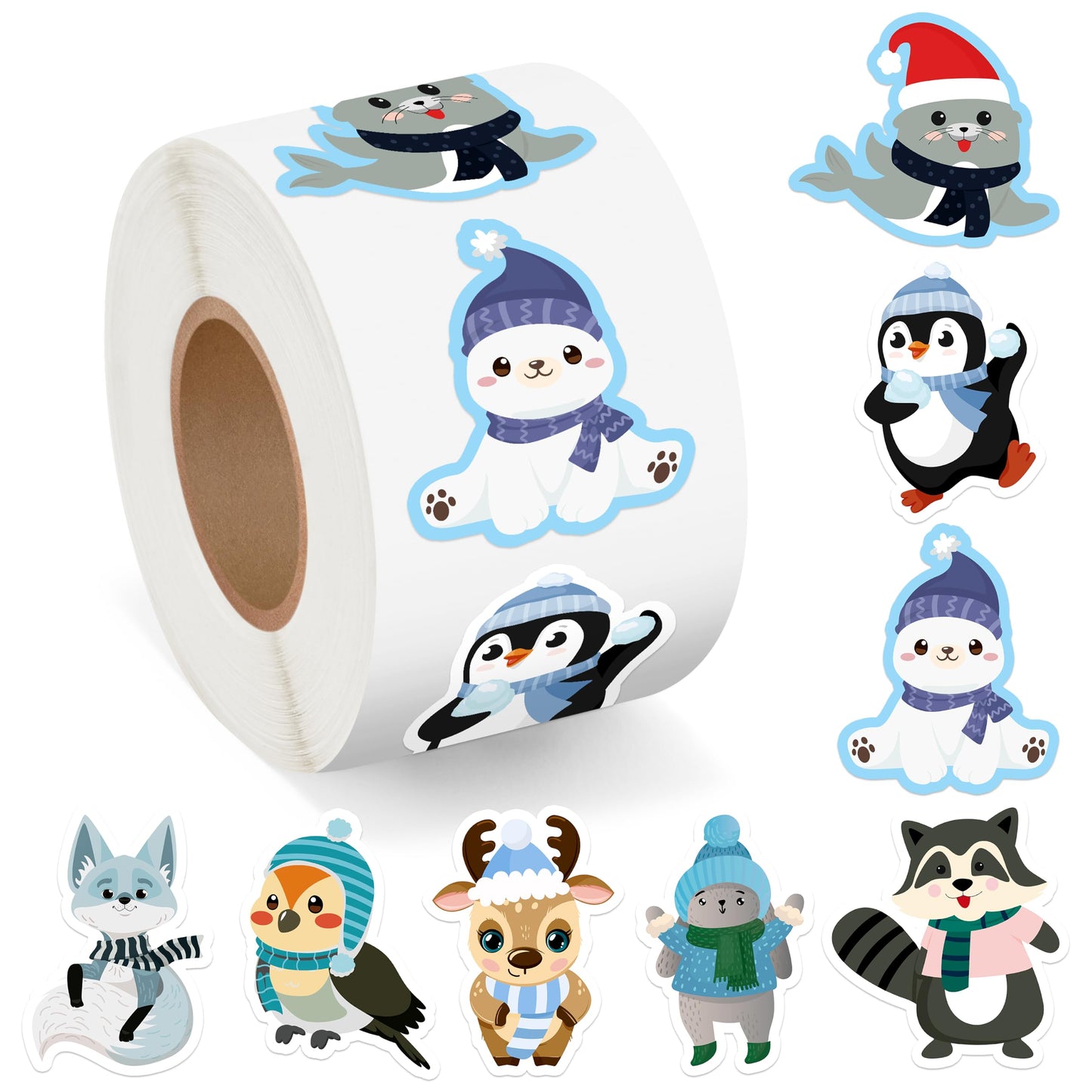 500Pcs Summer Animal Stickers Roll Cute Cartoon Capybara Sea Trutle Self Adhesive Labels Teacher Rewards Scrapbooking Envelope Seals Hawaiian Tropical Holiday Party Favors DIY Crafts Gifts for Kids