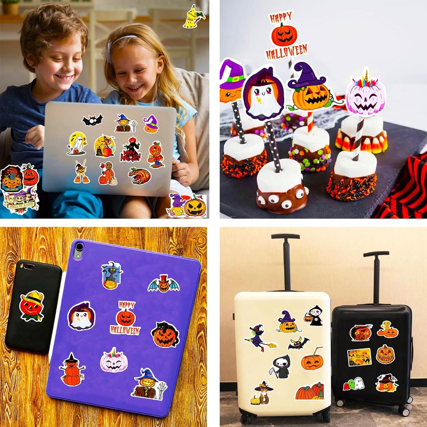 Halloween Stickers, 100Pcs Halloween Pumpkin Theme Stickers Bulk, Vinyl Waterproof Halloween Holiday Party Sticker, Halloween Holiday Gifts for Kids Teens Adults