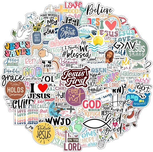 100 Pack Inspiring Christian Stickers for Water Bottles Laptops Phone Cases, Waterproof Vinyl, Summer Camp VBS, Bible Verse Stickers, Religious Christian Gifts for Kids, Teens, Girls and Boys (Faith)