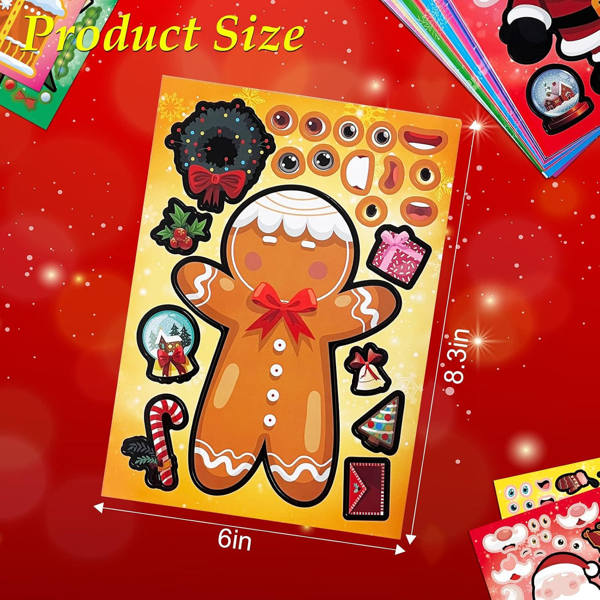 Aowplc Christmas Stickers 64 Sheets Make Your Own Christmas Characters Stickers for Kids Holiday Party Favors Crafts Activities Supplies