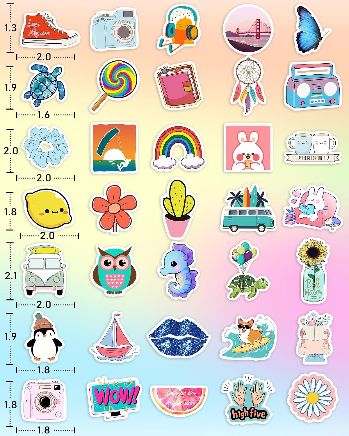 300 Pcs/Pack Water Bottle Stickers for Kids, Cute Vinyl Waterproof Stickers