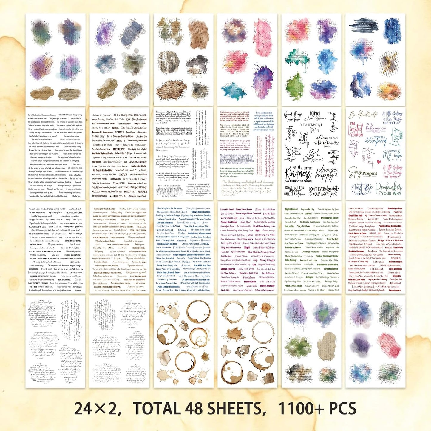 3000+ Pcs Inspirational Quote Pre-Cut Stickers Junk Journal Supplies