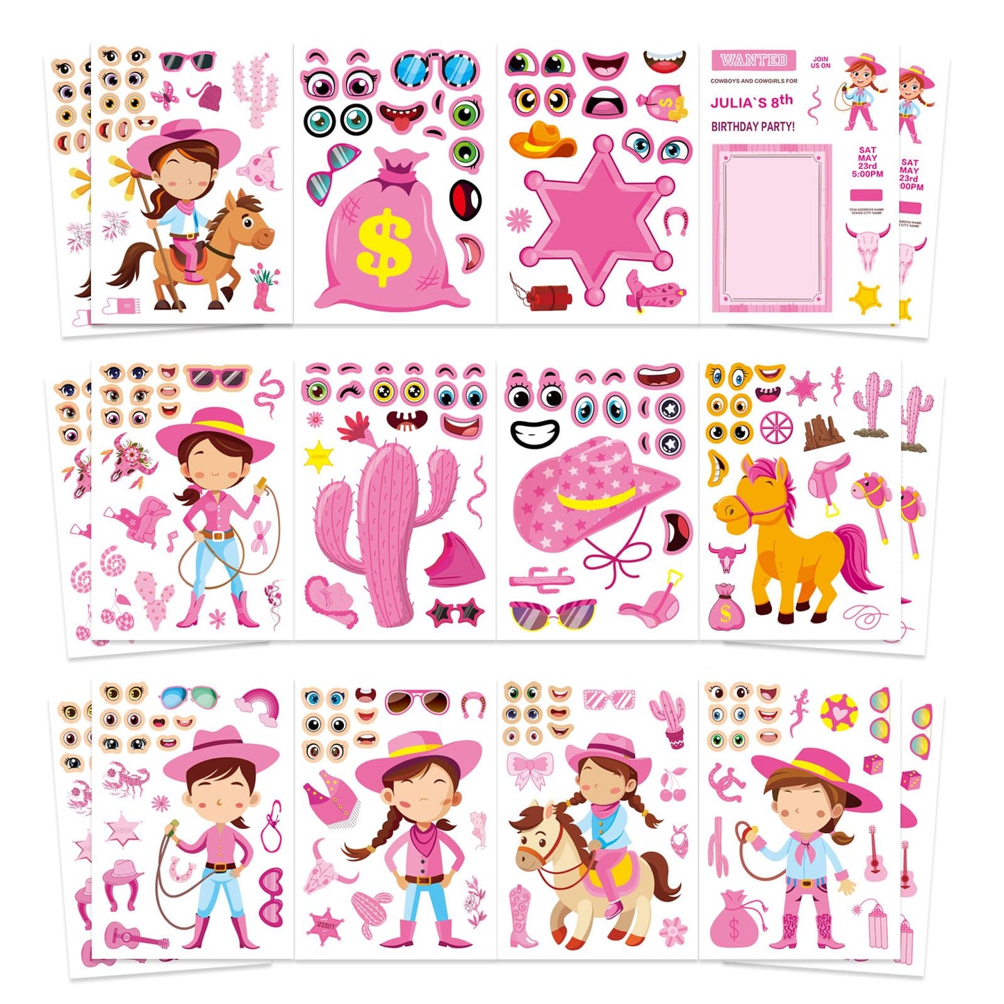 30 Sheets Hawaii Make a Face Sticker Summer Pool Beach Stickers for Kids Make Your Own Watermelon Pineapple Flamingo Stickers for Tropical Luau Craft Party Decor Sticker Summer Holiday Party Favors
