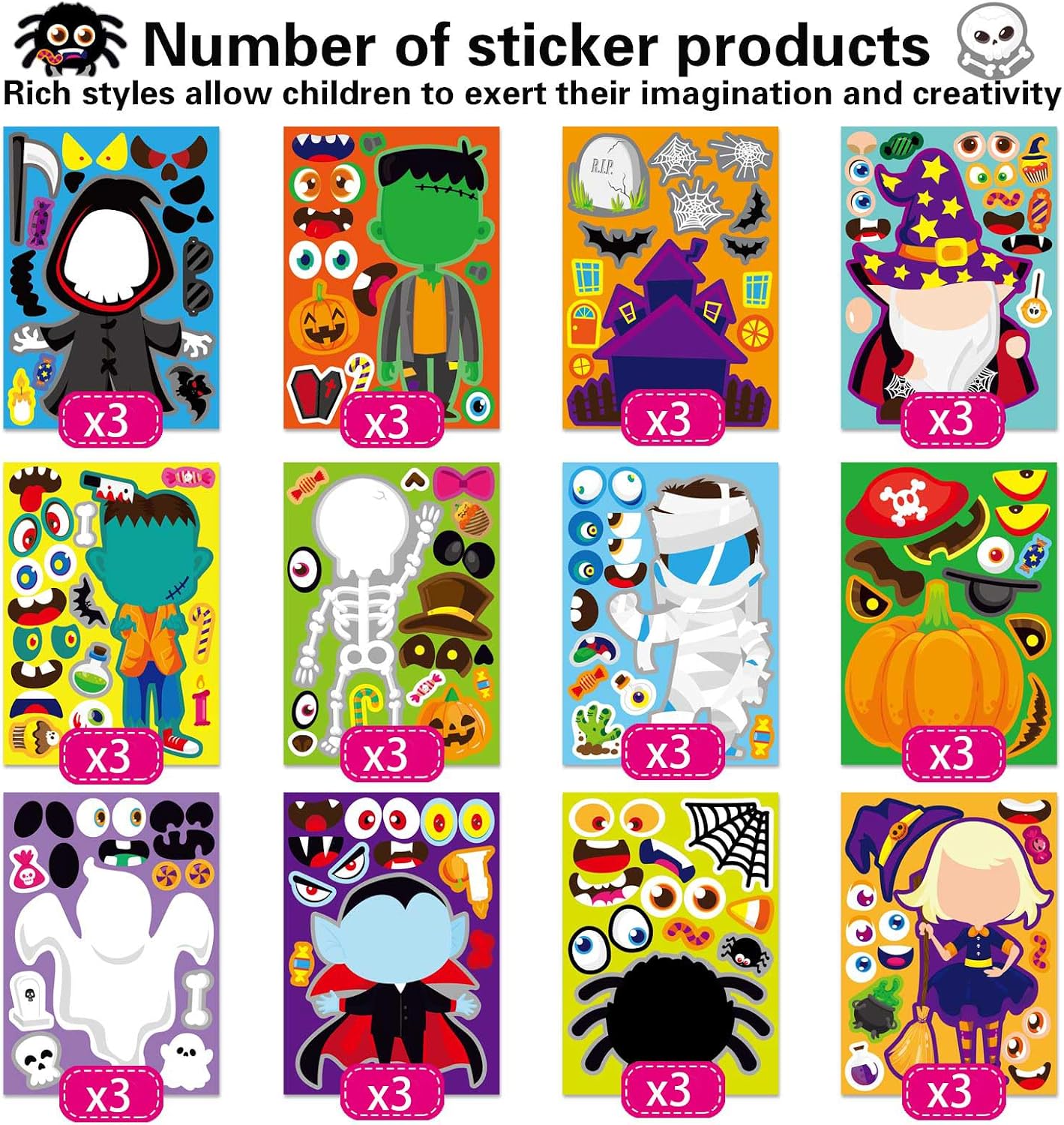 Halloween Face Stickers for Kids and Adults