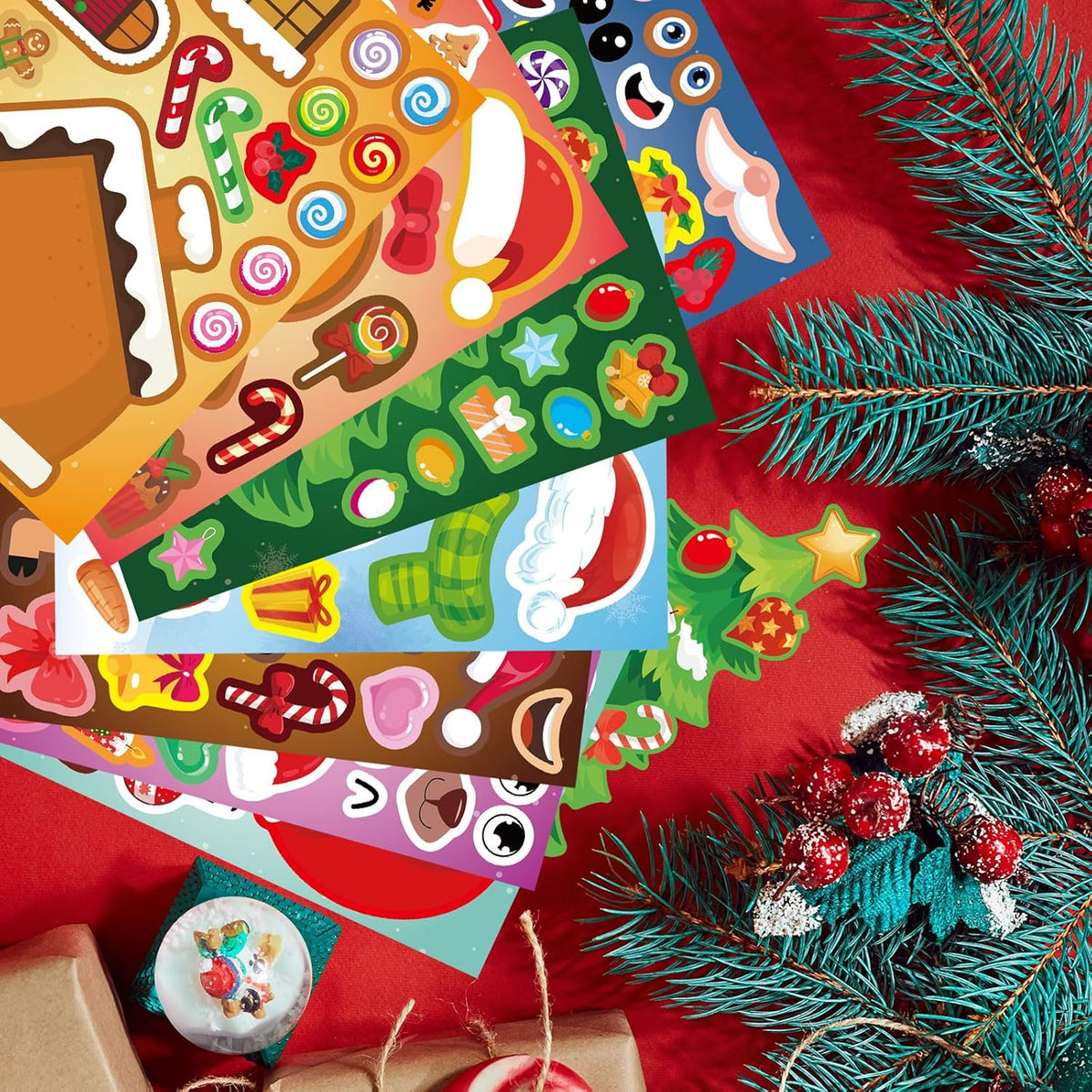 Christmas Face Stickers for Kids and Adults Cute Merry Christmas Party Stickers Bulk for Pumpkins and Water Bottles Santa Claus Deer Snowman Holiday Party Favor Supplies Art Craft Gifts