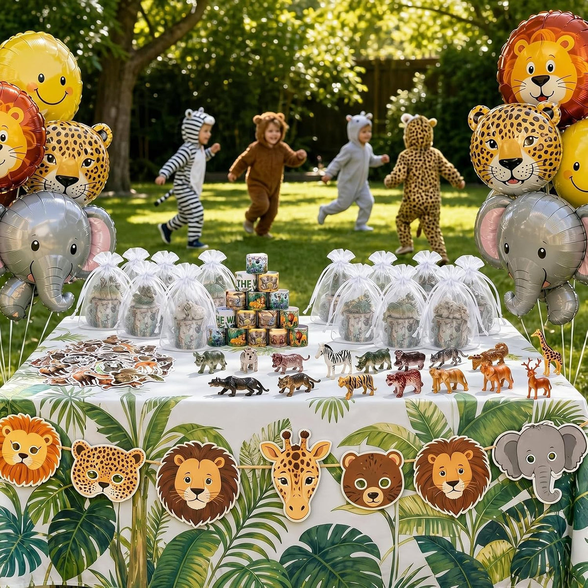 Realspring 122 Pcs Wild Life Party Favors, Slap Bracelets Stickers