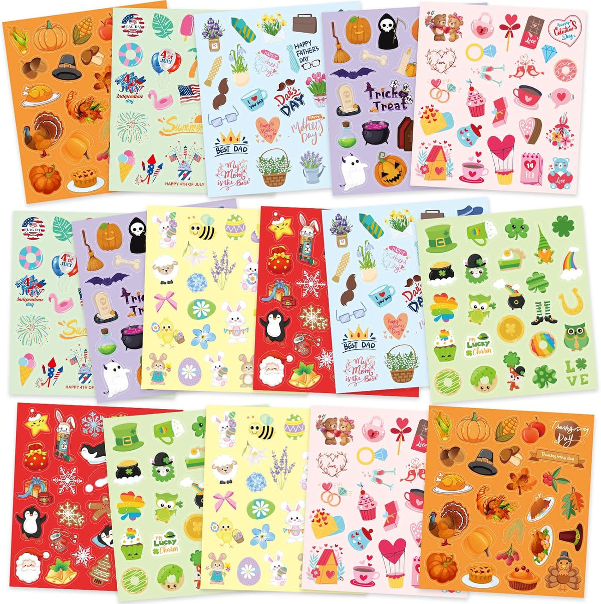 Treasure Cove Holiday Stickers Assortment Seasonal Sticker Sheets for Kids