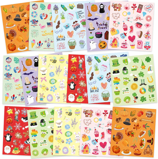 Treasure Cove Holiday Stickers Assortment Seasonal Sticker Sheets for Kids