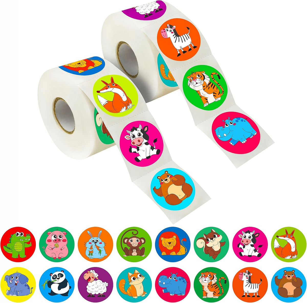Hebayy 600 PCS Cartoon Animal Stickers Party Decoration Teacher Reward Encouragement Motivational Decals 16 Designs Value Pack (Each Measures 1.5" in Diameter)