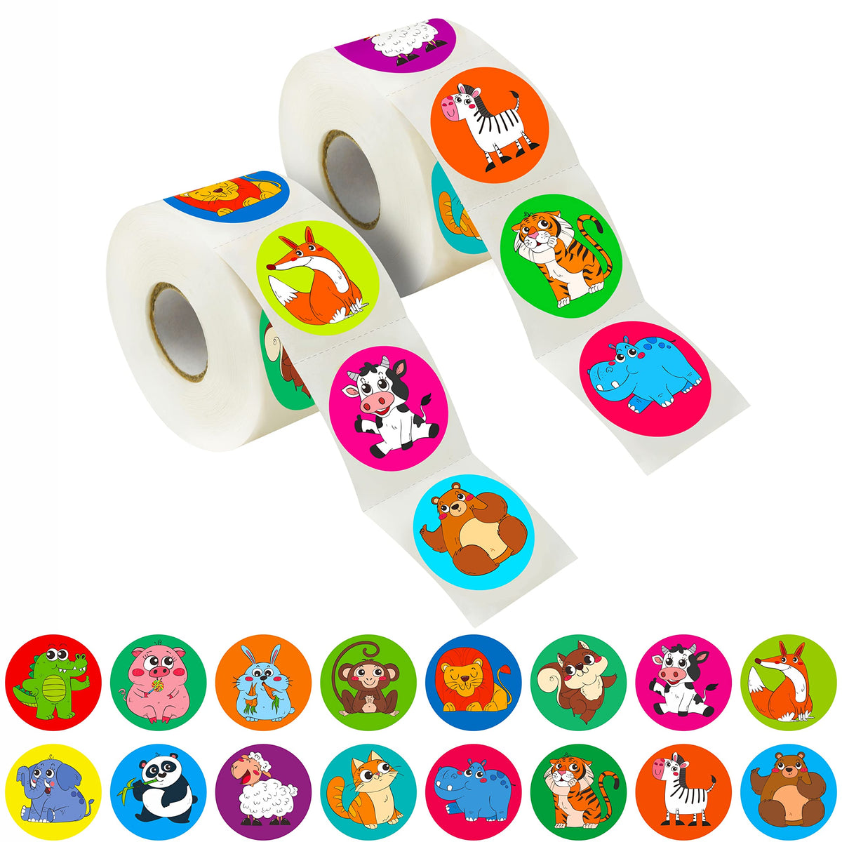 Hebayy 600 PCS Cartoon Animal Stickers Party Decoration Teacher Reward Encouragement Motivational Decals 16 Designs Value Pack (Each Measures 1.5" in Diameter)