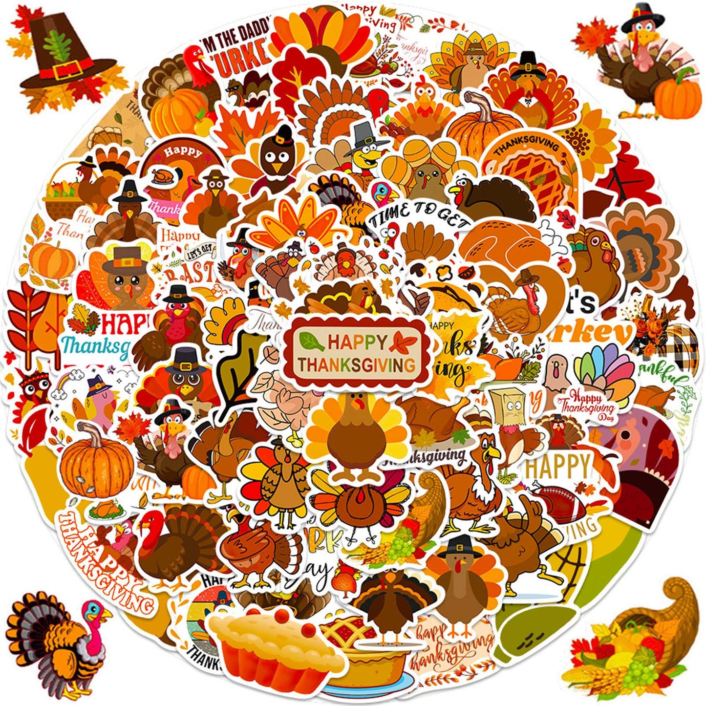 Halloween Stickers, 100Pcs Halloween Pumpkin Theme Stickers Bulk, Vinyl Waterproof Halloween Holiday Party Sticker, Halloween Holiday Gifts for Kids Teens Adults