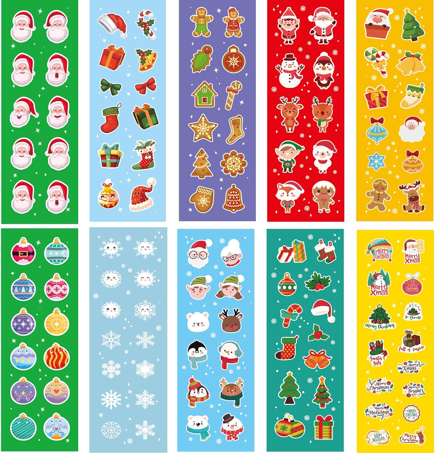100 Sheets Christmas Stickers for Crafts, 1200+PCS Holiday Stickers for Christmas Decoration Party Favors Stocking Stuffers Wrapping Paper