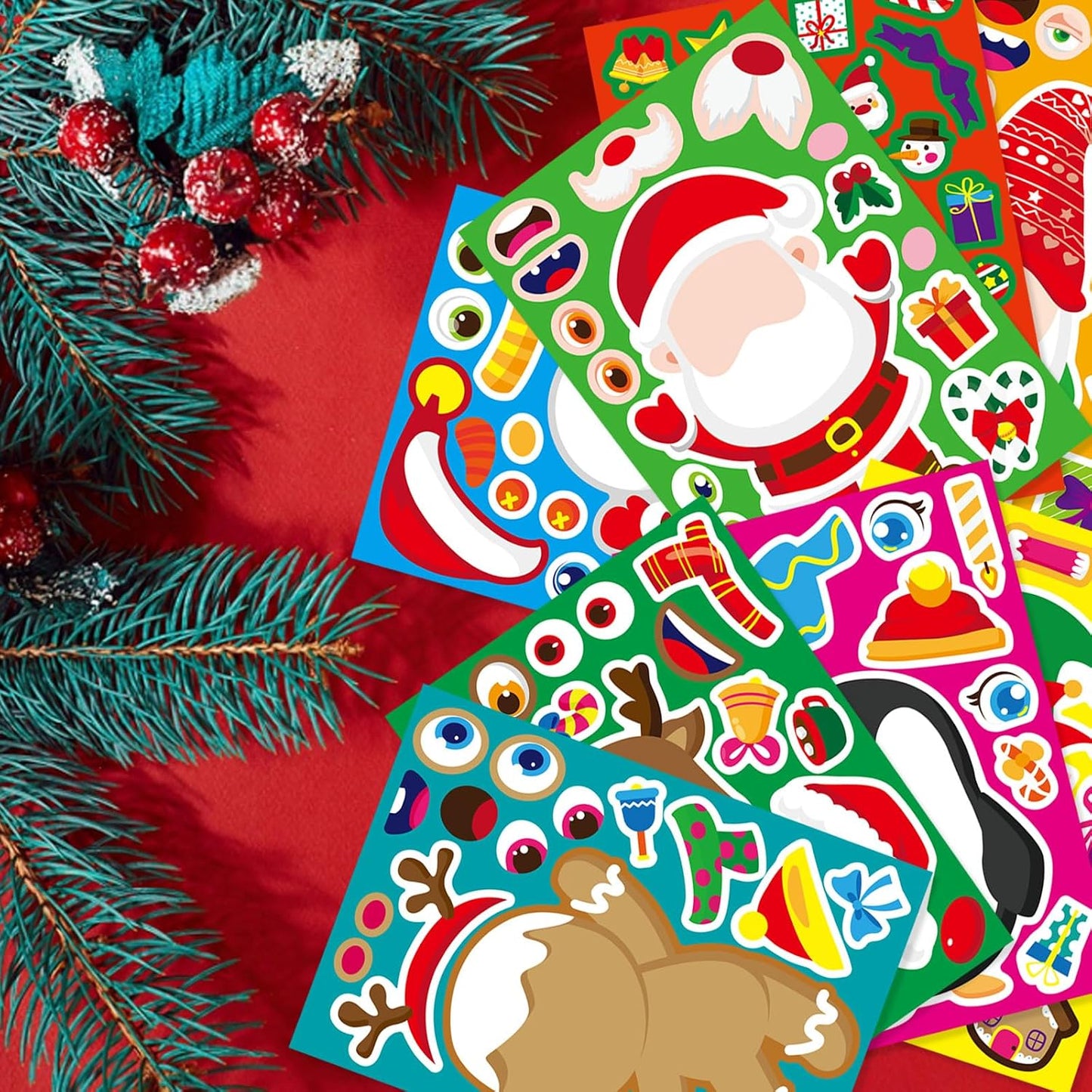Christmas Stickers, Make a Face Stickers, Make Your Own Christmas Stickers