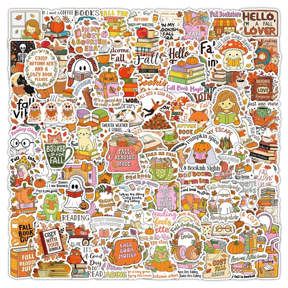 107Pcs Christmas Bookish Stickers Pack, Xmas Waterproof Vinyl Holiday Decals for Kindle, Water Bottles, Laptop, Cards, Scrapbook, Journal, Reading Gifts, Book Lover Gifts, Christmas Party Favors