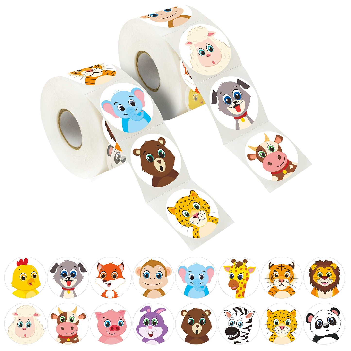 Hebayy 600 PCS Cartoon Animal Stickers Party Decoration Teacher Reward Encouragement Motivational Decals 16 Designs Value Pack (Each Measures 1.5" in Diameter)