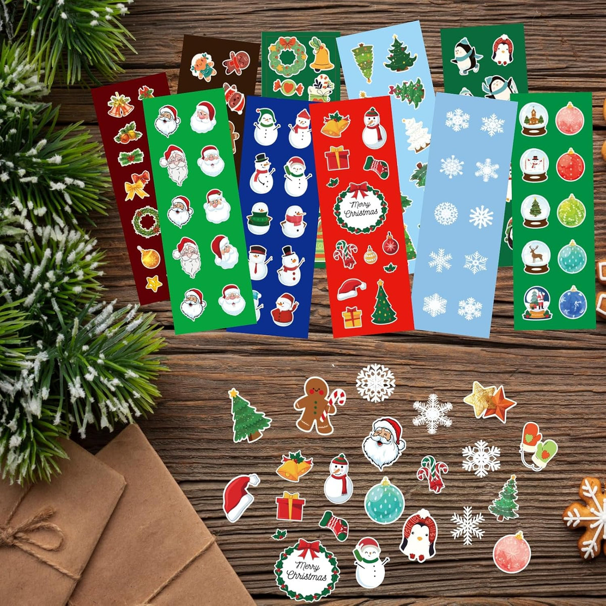 100 Sheets Christmas Stickers for Kids, 1200+pcs Christmas Holiday Stickers