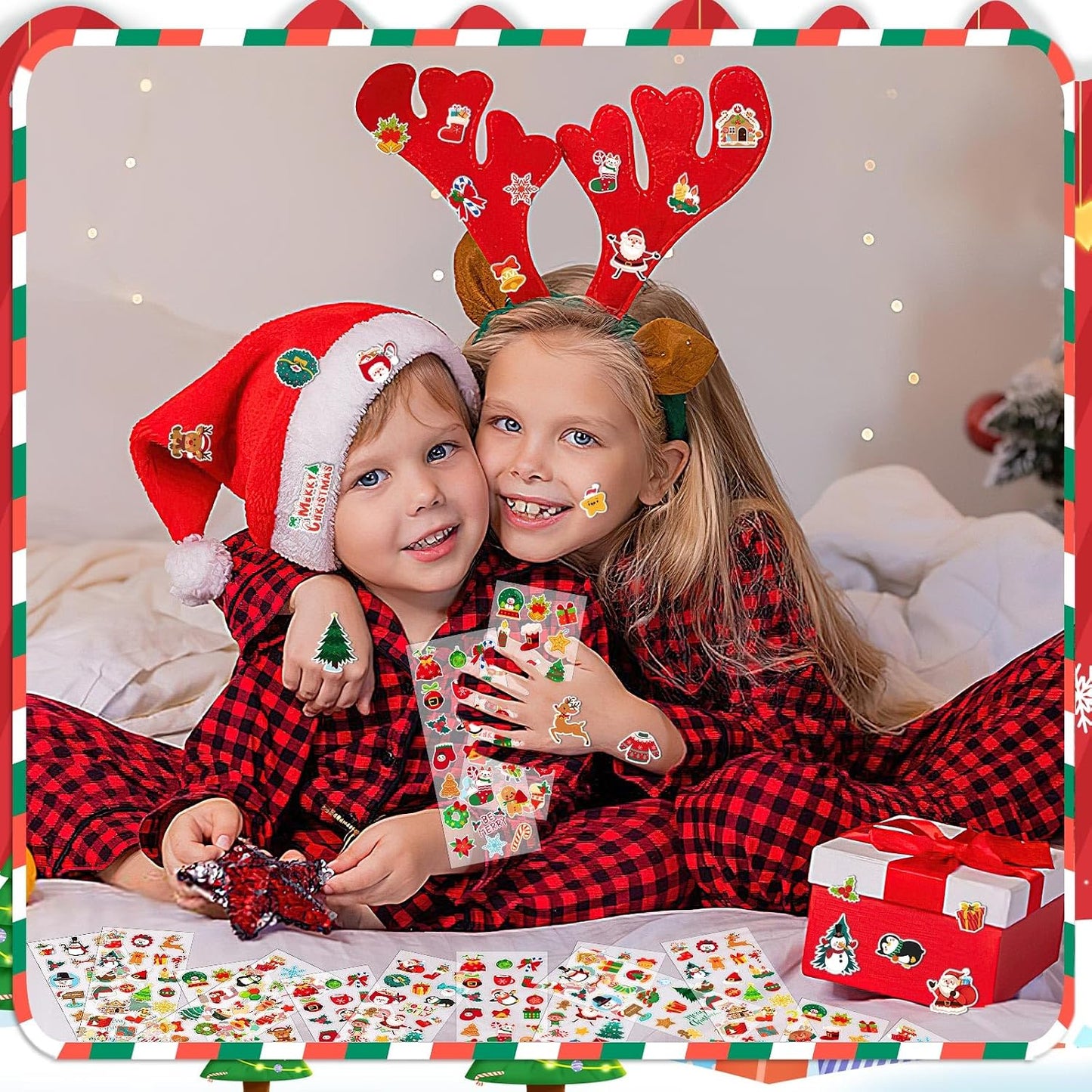 UPINS 12 Sheets Christmas Holiday Stickers 3D Puffy Foam Decals