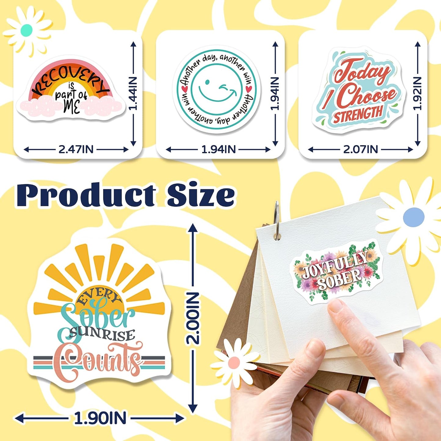 200 PCS Sober Stickers, Recovery Decals for Women Adults Men Teens