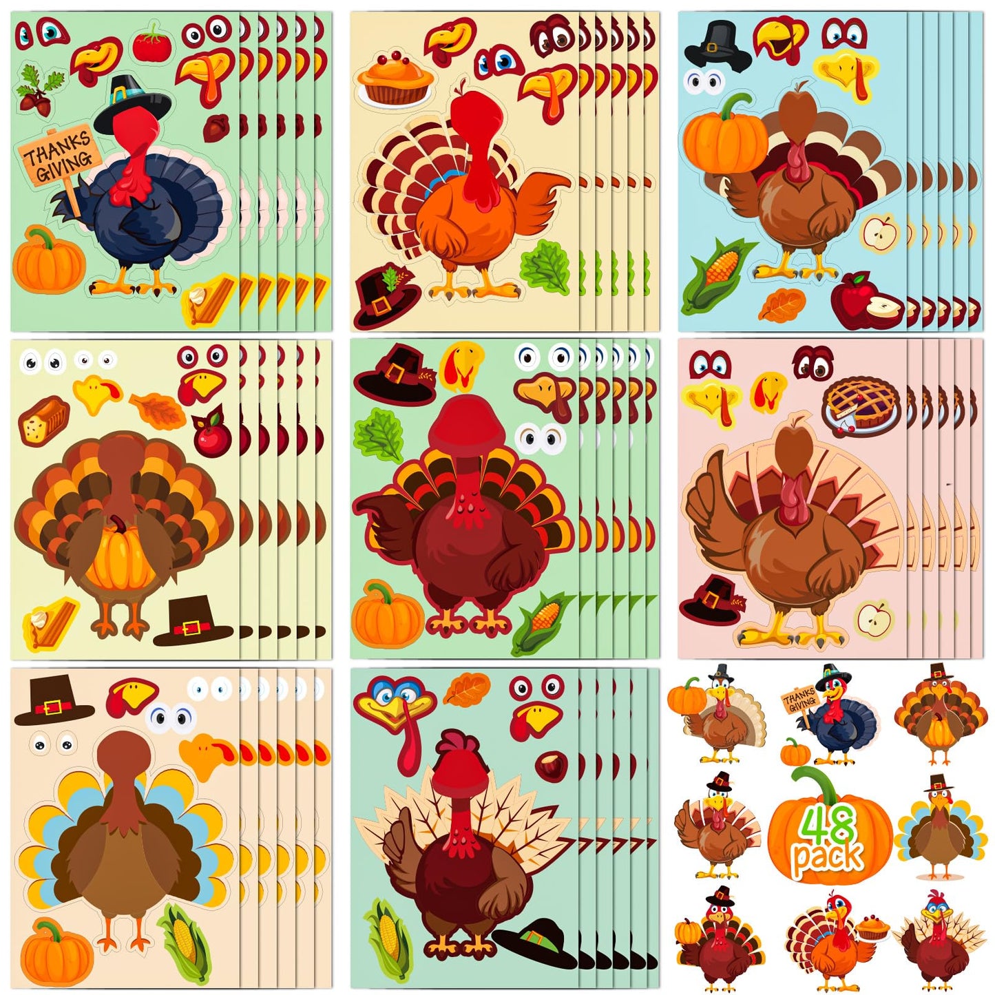 Max Fun 48 Sheets Halloween Stickers for Kids Bulk Cute Holiday Stickers Funny DIY Crafts Activities Party Favors Game Gifts for Boys Girls