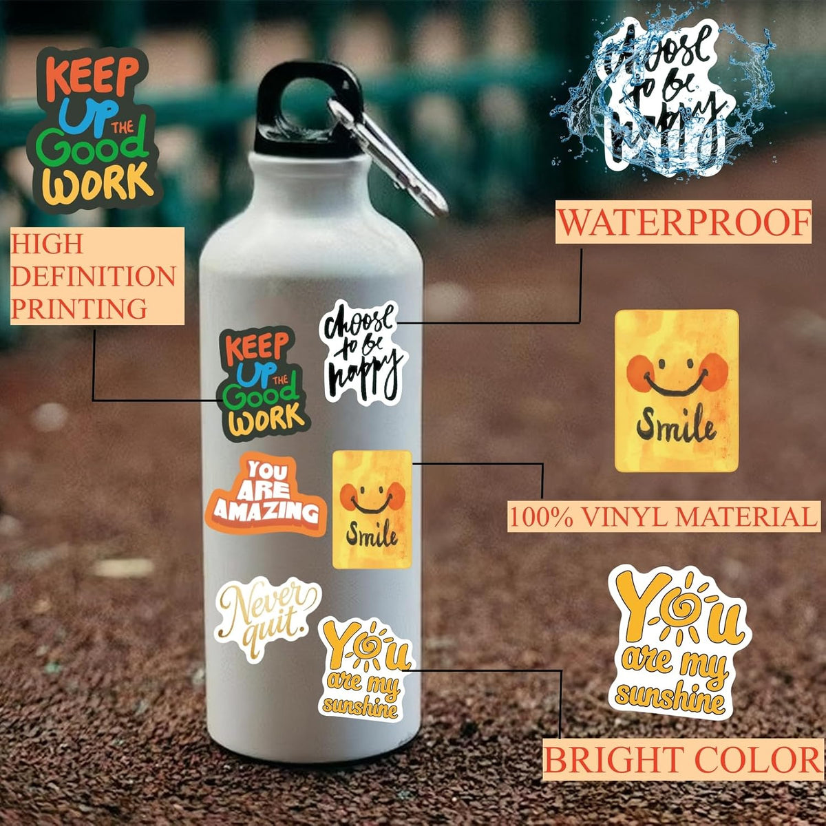 300PCS Inspirational Motivational Stickers for Scrapbook Planner Adults