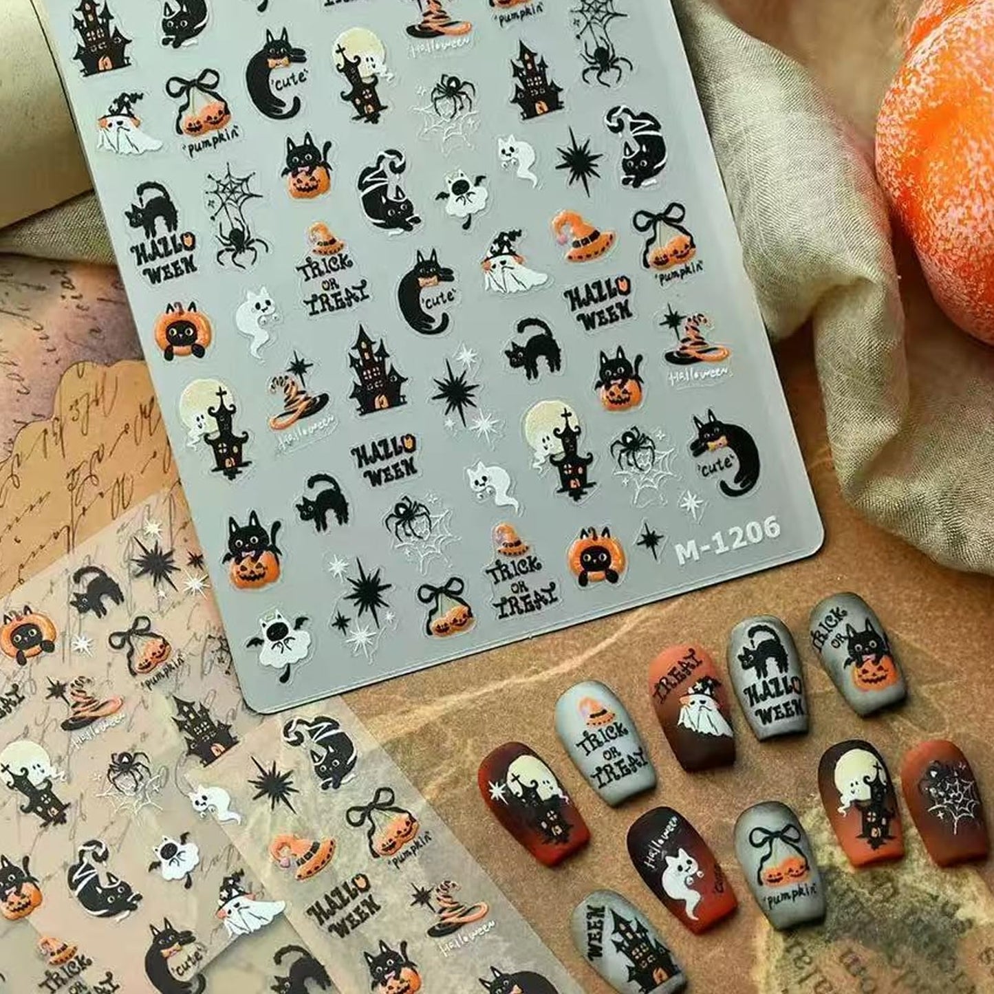 Maple Nail Stickers Leaf Mushroom Nail Decals 3D Self-Adhesive Boots Envelope Nails Designs 5D Embossed Animals Plants Insects Nails Supplies for Women Holiday DIY Manicure 1 Sheet