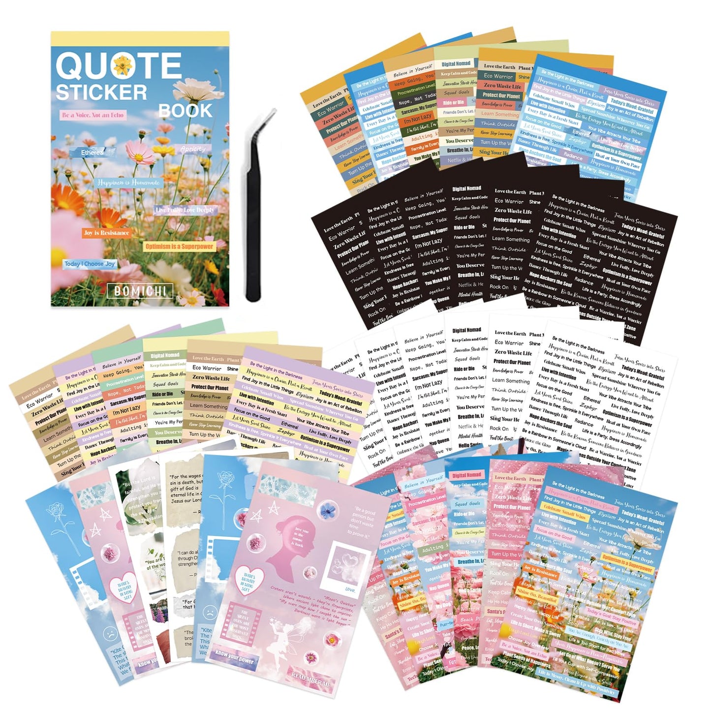 3000+ Pcs Inspirational Quote Pre-Cut Stickers Junk Journal Supplies