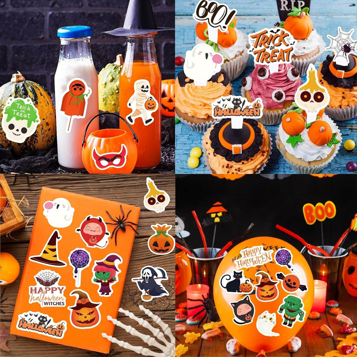 300Pcs Halloween Stickers for Kids Teens Adults, Waterproof Non-Repeating Vinyl Bulk Halloween Pumpkin Stickers for Holiday Party Favors Classroom Crafts Gifts Prizes Decorations