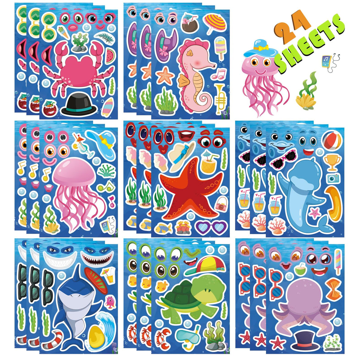 Fall Stickers for Kids Toddlers, Autum Animal Stickers Make-a-face Sticker