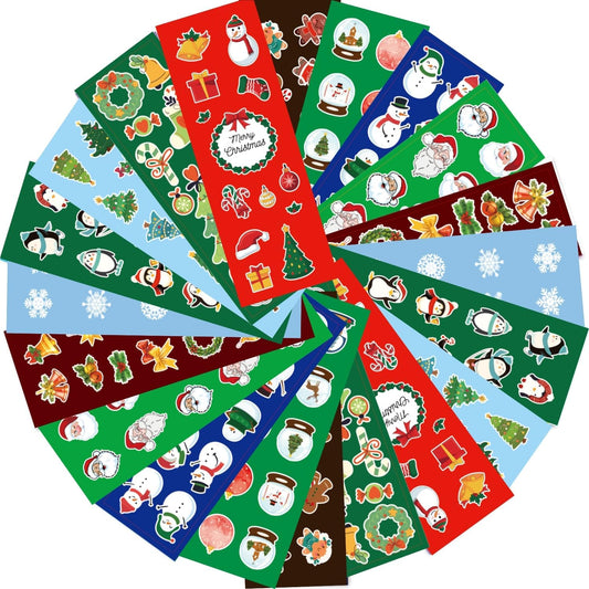 100 Sheets Christmas Stickers for Kids, 1200+pcs Christmas Holiday Stickers