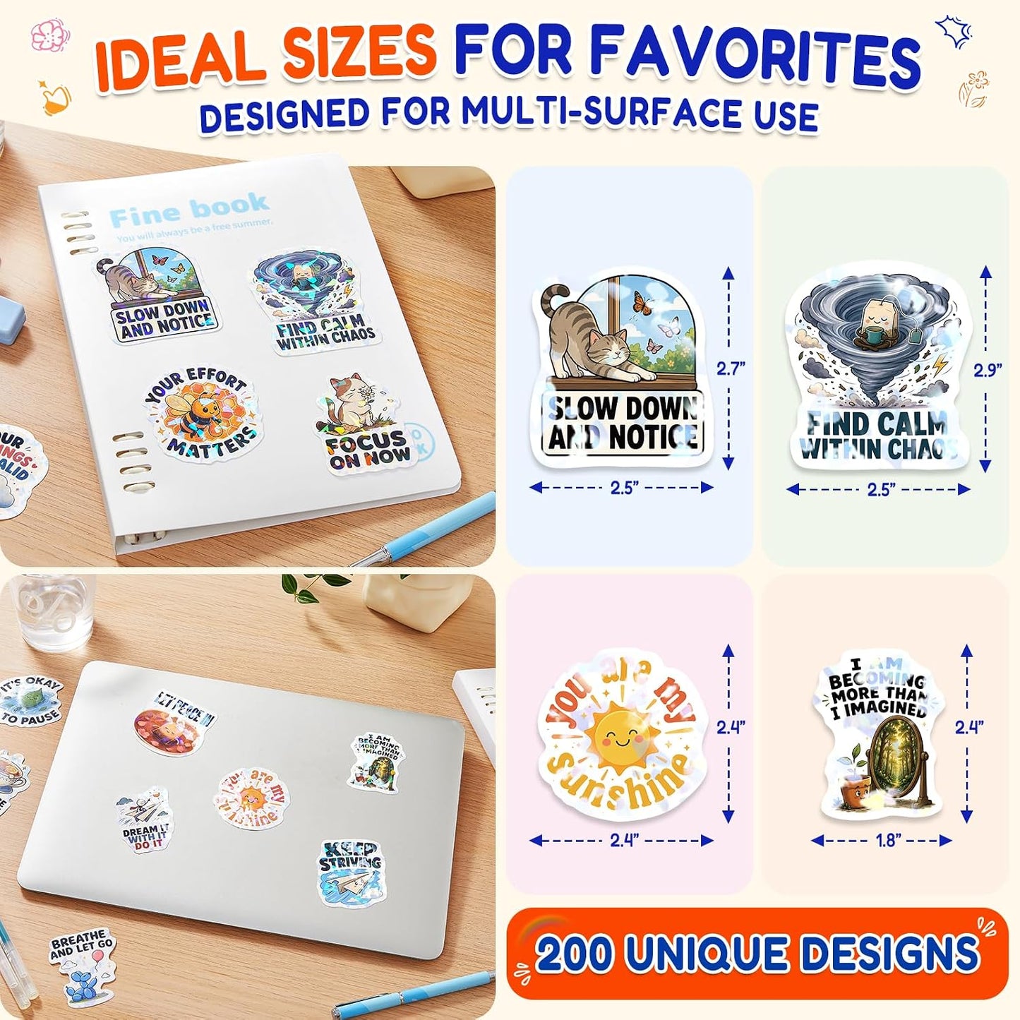 200 PCS Motivational Stickers Positive Affirmation Stickers for Teens Adult