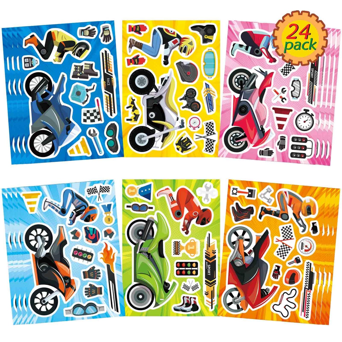 24PCS Summer Stickers for Kids, Make-a-face Stickers, Make Your Own Sticker