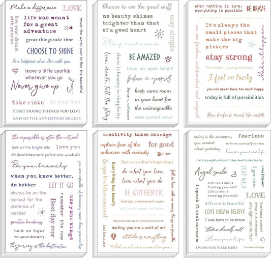 48 Sheets Inspirational Quotes Stickers for Journaling Aesthetic Word Sayings Decal Graduation Stickers Motivational Words Handwritten Letters for Scrapbook DIY Crafts Planner, 8 Styles(Colorful)