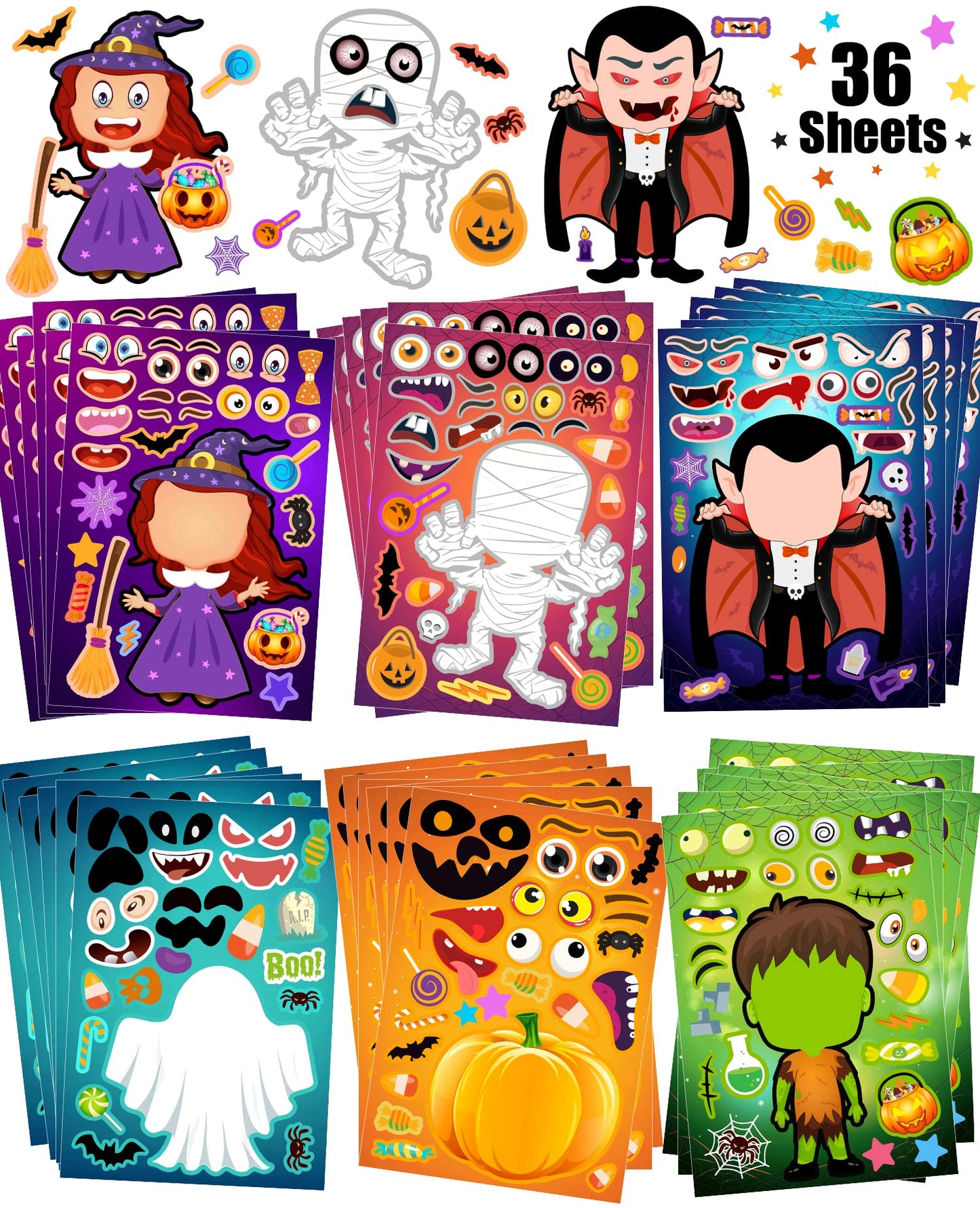 80 Packs Pumpkin Decorating Kit - Make Pumpkin Face Stickers in 20 Designs
