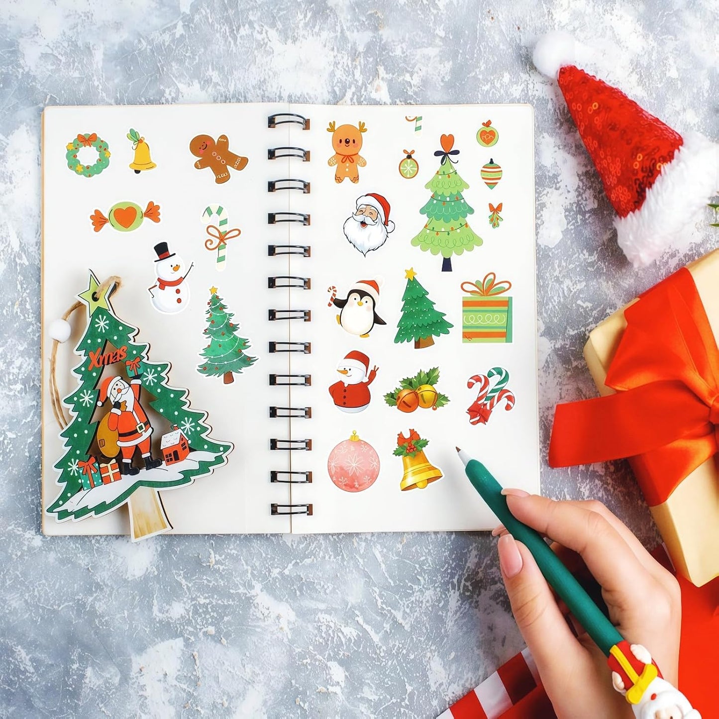 100 Sheets Christmas Stickers for Kids, 1200+pcs Christmas Holiday Stickers