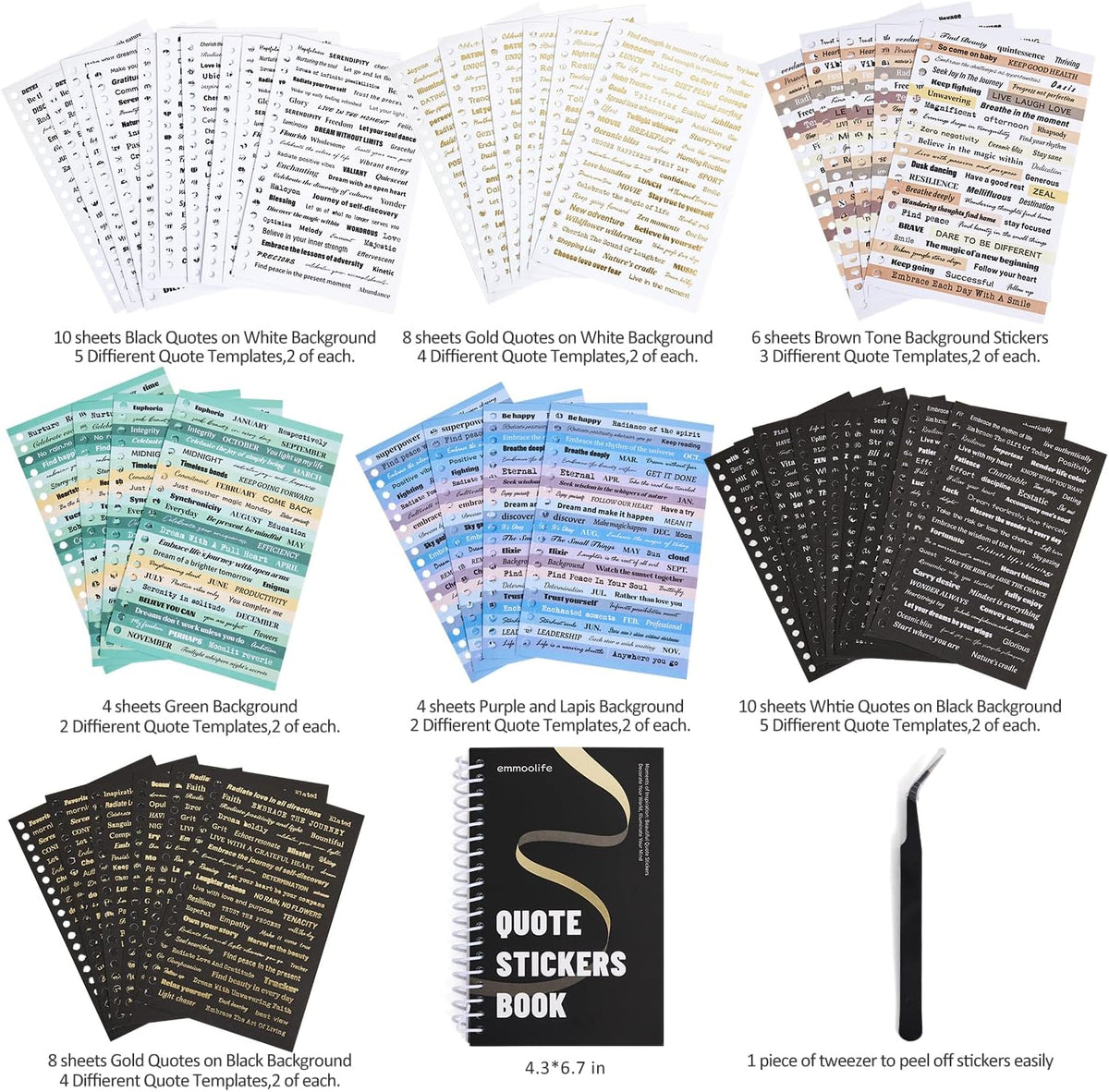 2500+ Pcs Word Stickers for Journaling, 50 Sheets Quote Sticker Gold Foil Art Scrapbook Supplies for Junk Journal, Scrapbooking Supplies for Bullet Journal Craft Small Talk Stickers for DIY Gift Card