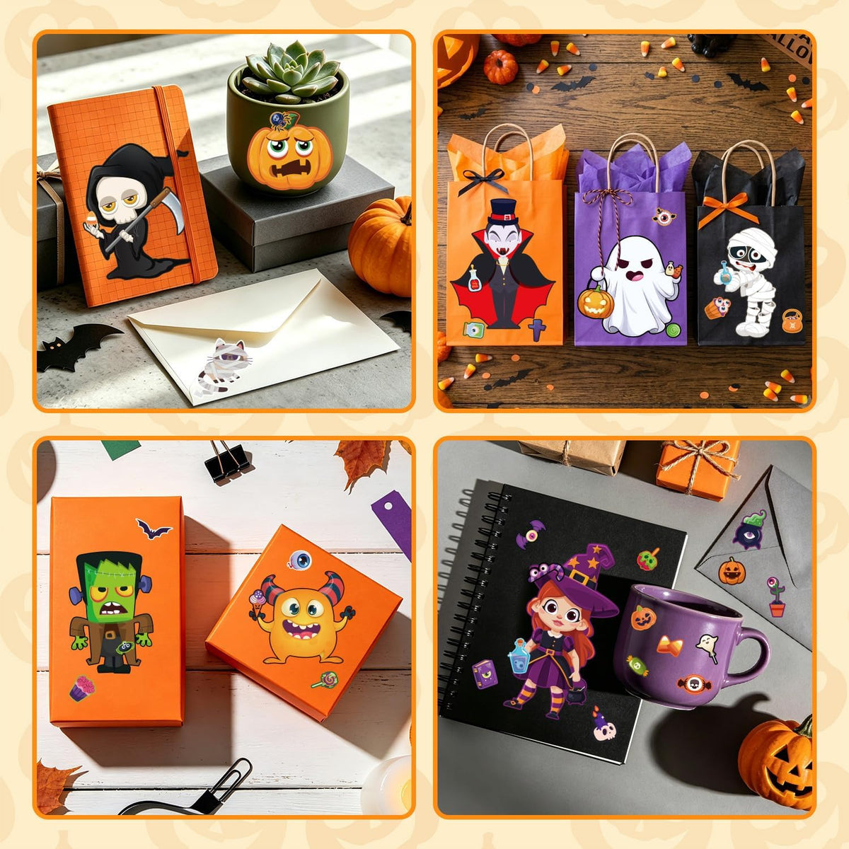 Halloween Stickers for Crafts, Make A Face Sticker, 24 Sheets
