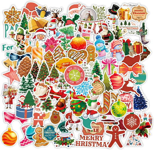 100PCS Christmas Theme Stickers, Vinyl Waterproof Holiday Stickers for Kids