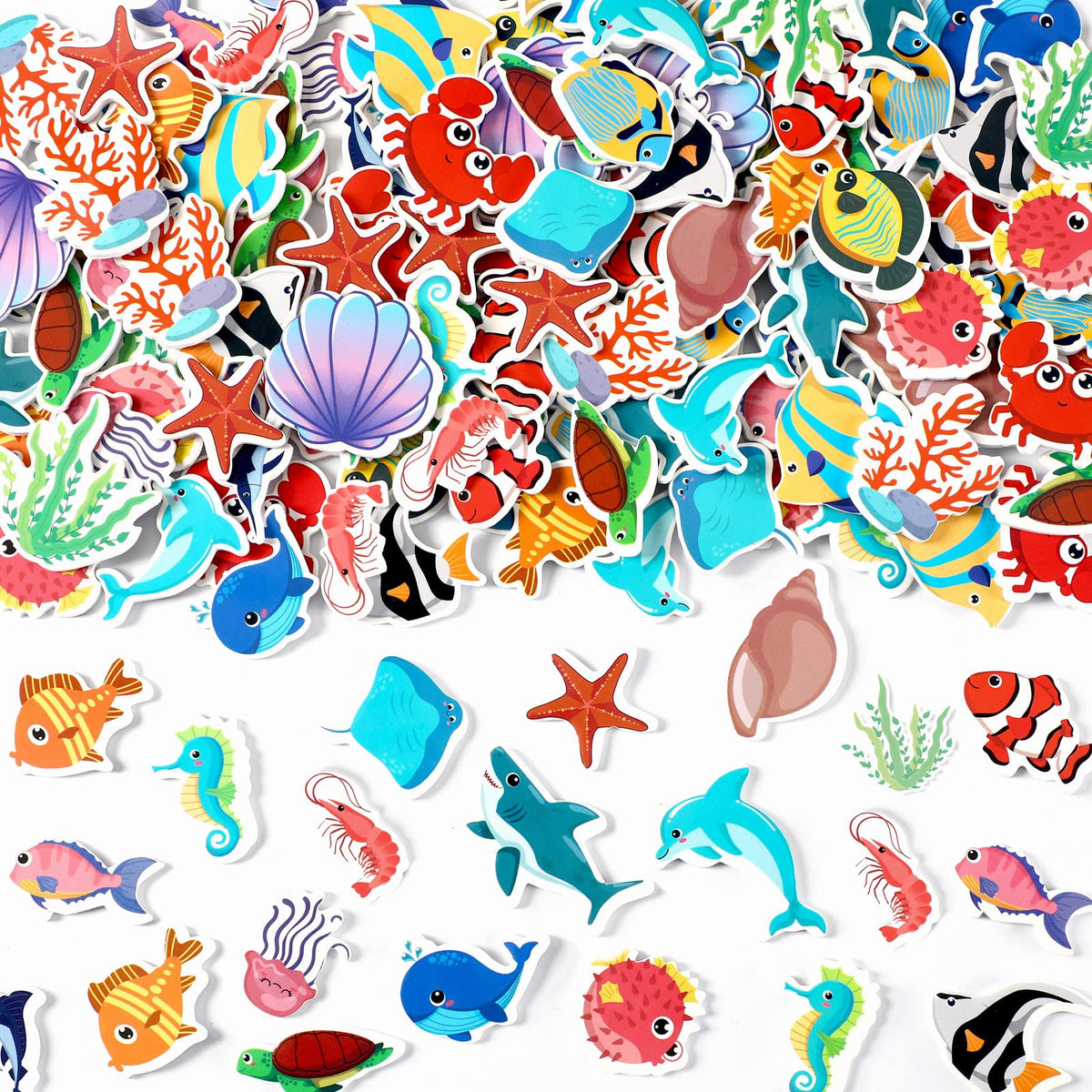 JULBEAR 300 Pcs Christmas Foam Stickers Self-Adhesive Bulk Party Favors
