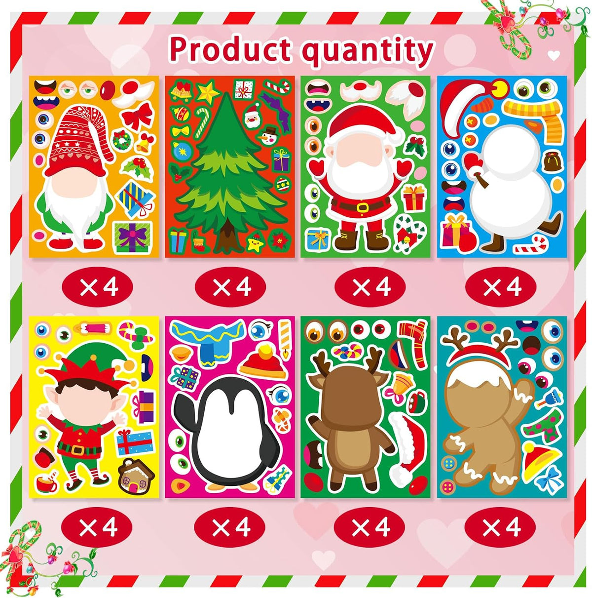 Christmas Stickers, Make a Face Stickers, Make Your Own Christmas Stickers