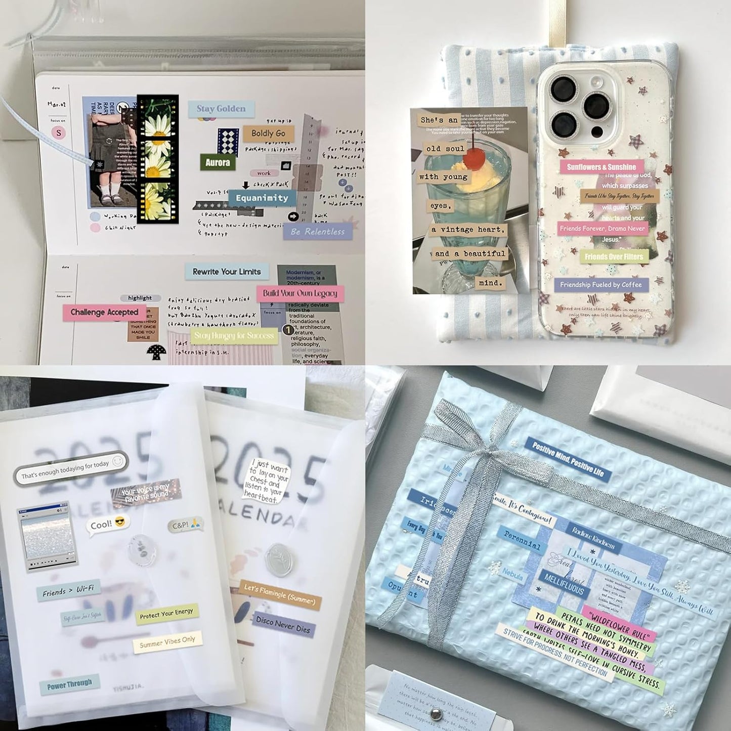 PRSTINCOL 2346PCS Quote Stickers,48 Sheets Scrapbook Supplies Kit Word Stickers for Journaling, Card Making, Vision Board Supplies for Adults Crafting