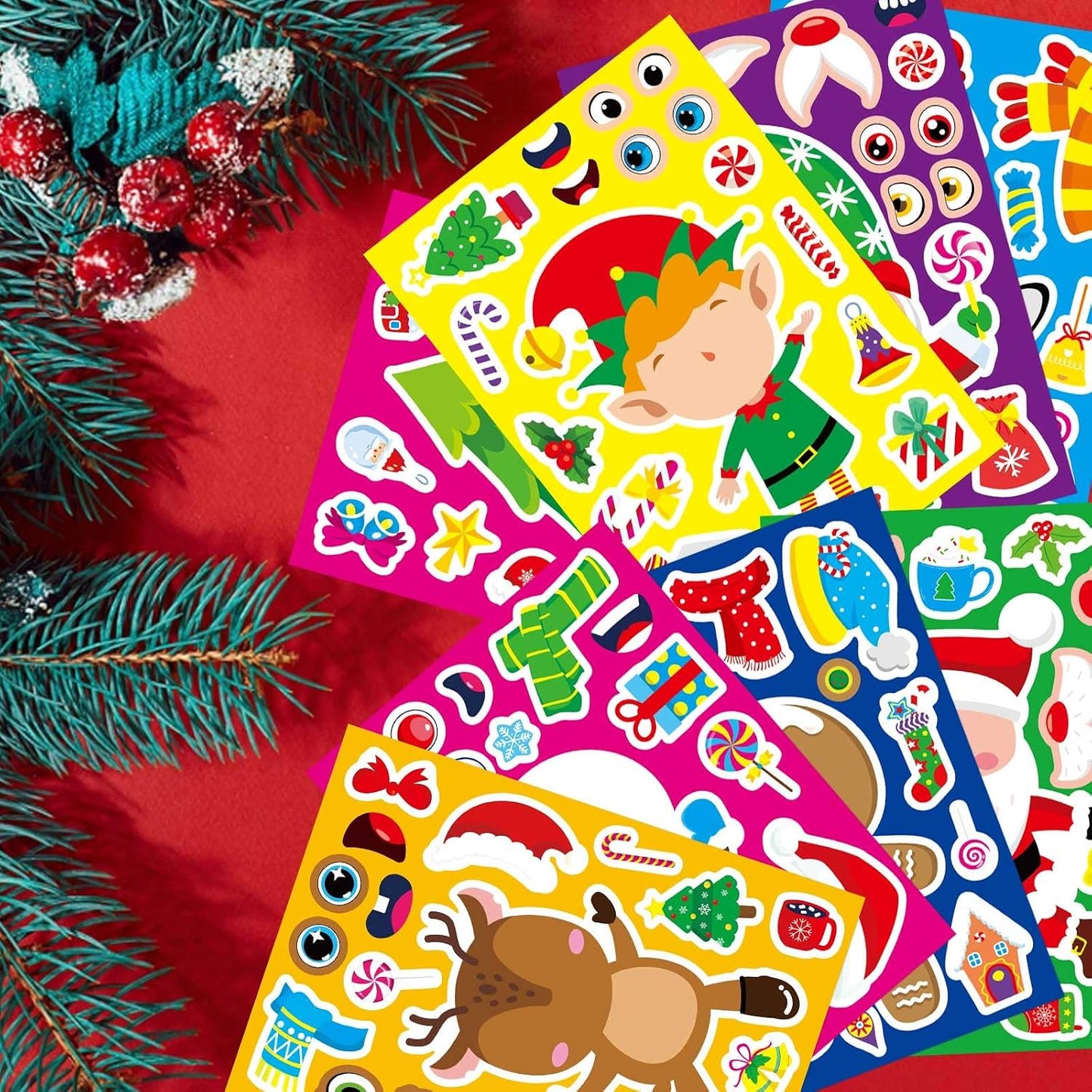 32 Sheets Christmas Stickers for Kids, Make Your Own Sticker, Kid Christmas