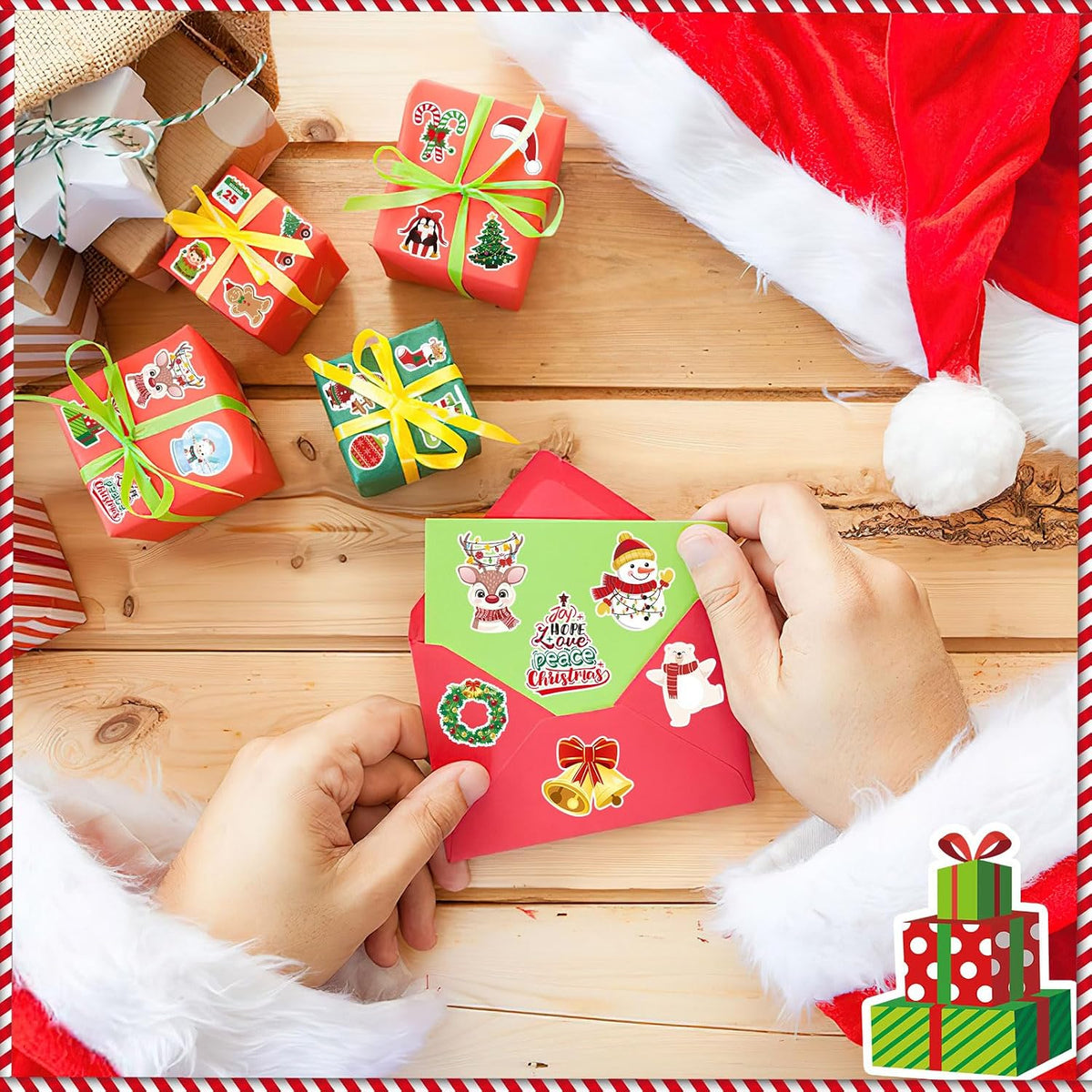 JULBEAR 300 Pcs Christmas Foam Stickers Self-Adhesive Bulk Party Favors